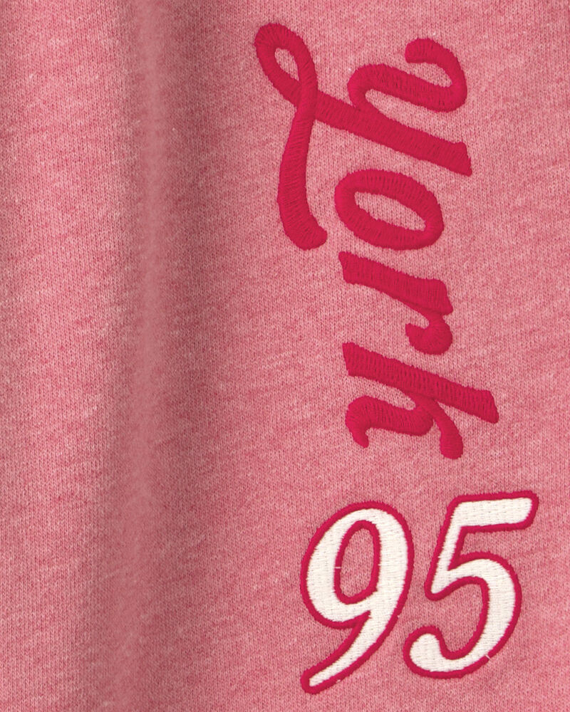 Girls 'New York' French Terry Joggers - Pink/Red, image 5 of 6 slides