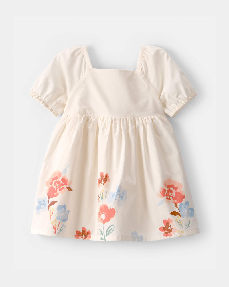 B&eacute;b&eacute; fille - Robe &agrave; manches courtes, motif floral - Cr&egrave;me, image 1 sur 6 diapositives