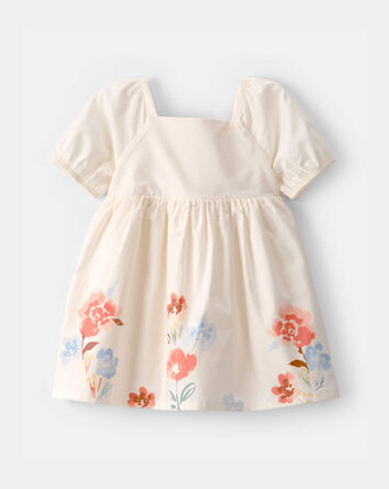 B&eacute;b&eacute; fille - Robe &agrave; manches courtes, motif floral - Cr&egrave;me, 