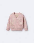 Toddler Girl Star & Moon Pocket Cardigan - Light Pink, image 6 of 7 slides