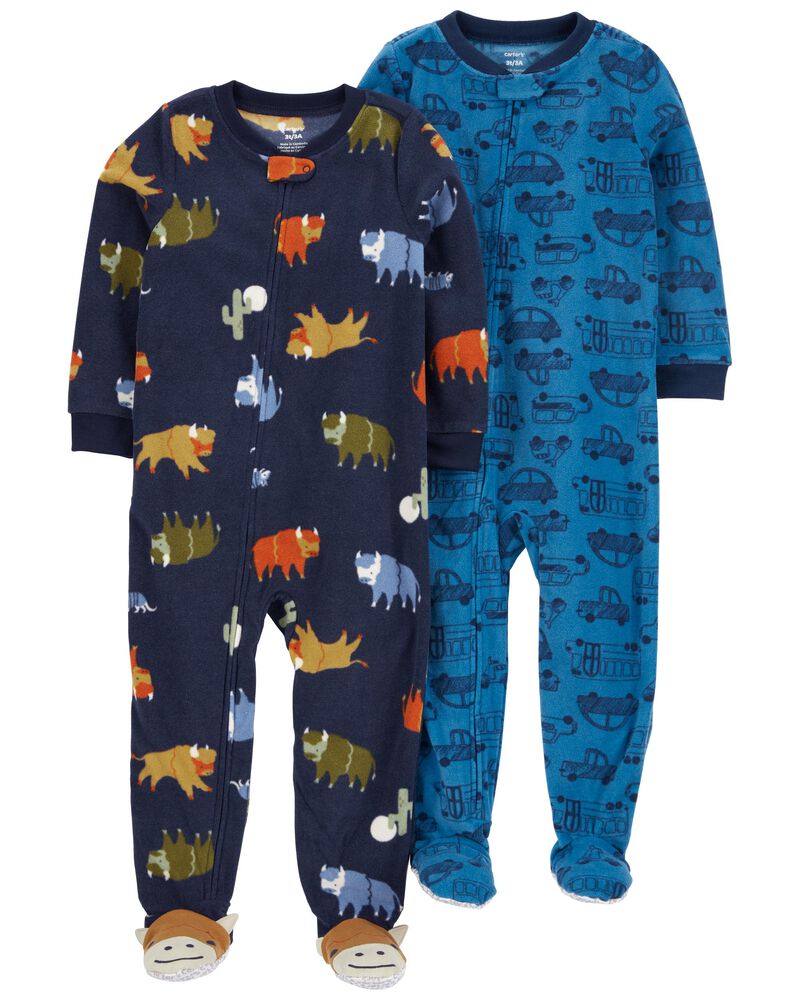 2-Pack Zip-Up Fleece Pyjamas , image 1 of 9 slides