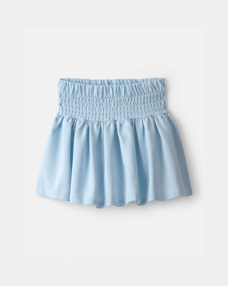 Girls French Terry Smocked Skort - Blue, image 1 of 4 slides