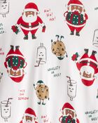 Adult Brown Santa Milk & Cookies 100% Cotton Long-Sleeve Snug Fit - White, image 2 of 3 slides