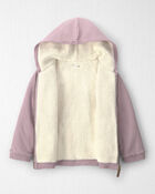 Girls Recycled Teddy Fleece Waffle Knit Hooded Jacket Made with Organic Cotton, image 2 of 5 slides