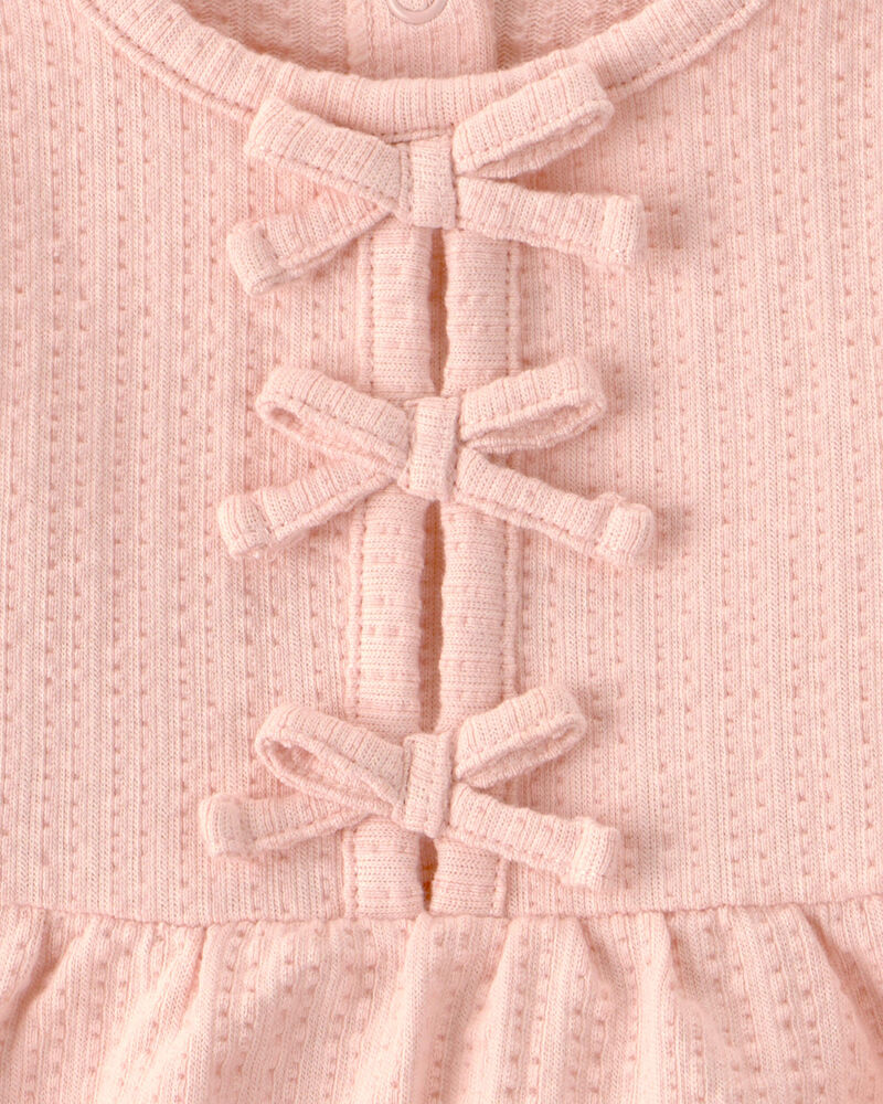 Baby Girl 3-Piece Striped Top & Short Set - Pink/Beige, image 3 of 4 slides
