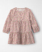 Toddler Girl Organic Cotton Dobby Dress in Floral, image 1 of 5 slides