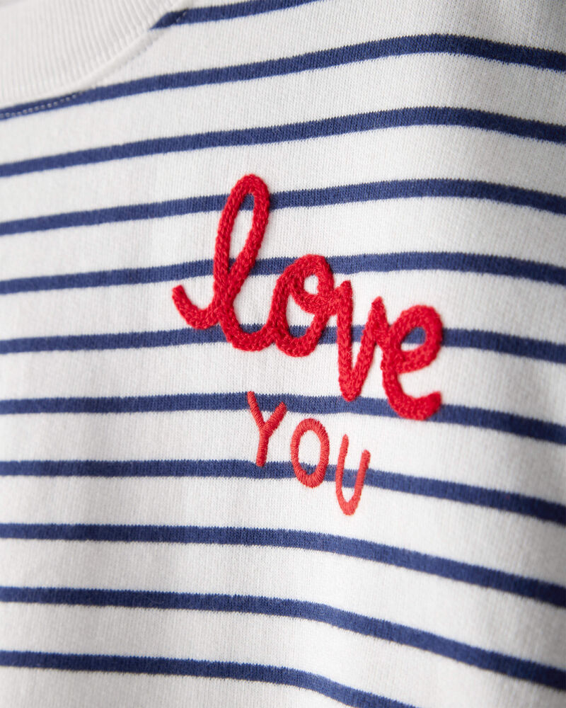 Girls French Terry Long-Sleeve Top - Navy/White, image 2 of 4 slides