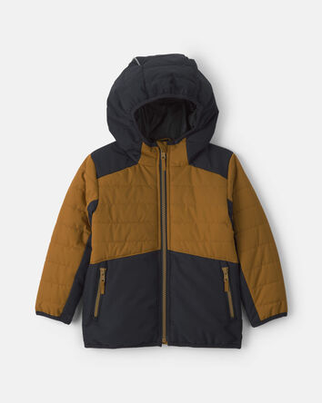 Baby Boy Quilted Mid Weight Jacket- Brown, 