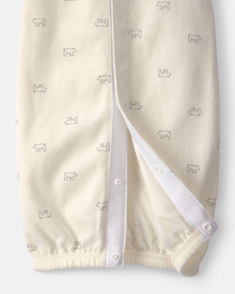 Baby Bear Long-Sleeve Sleeper Gown - Cream, image 3 of 5 slides