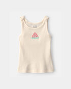 Toddler Girl Watermelon Ribbed Tank Top - Cream, image 1 of 3 slides