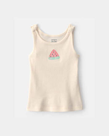 Toddler Girl Watermelon Ribbed Tank Top - Cream, 