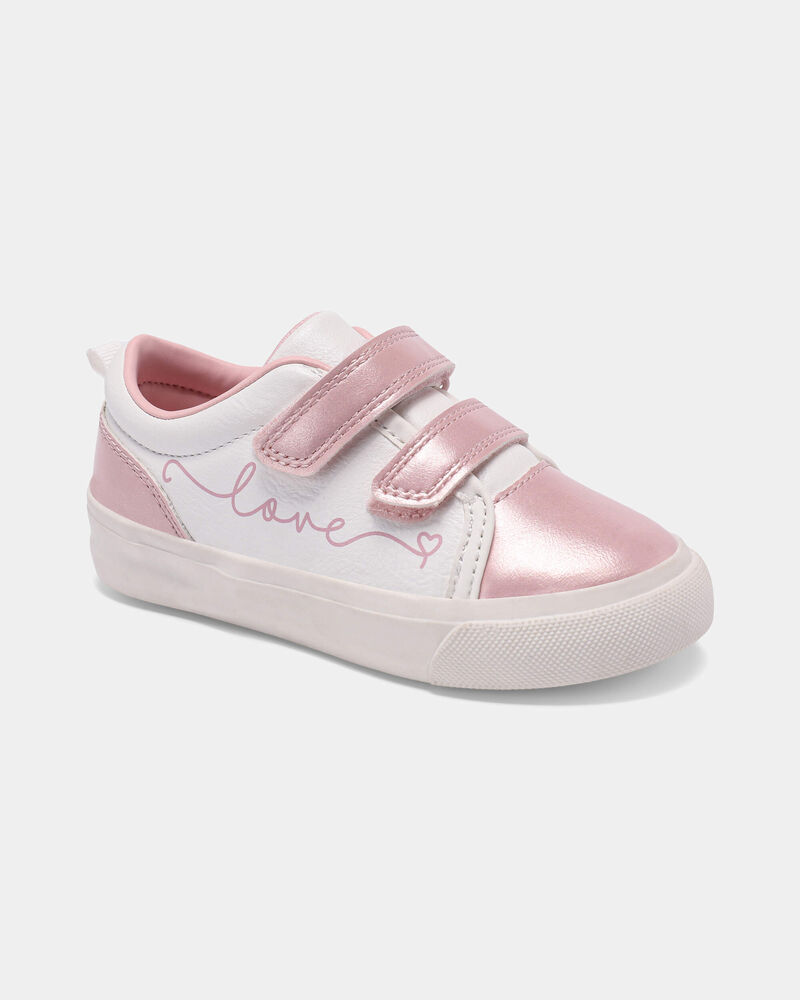 Toddler Girl Love Casual Sneakers - White/Pink, image 1 of 7 slides