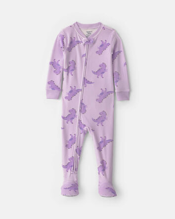 Toddler Girl 1-Piece Dino DreamPlush Snug Fit Footed Pyjama - Purple, 