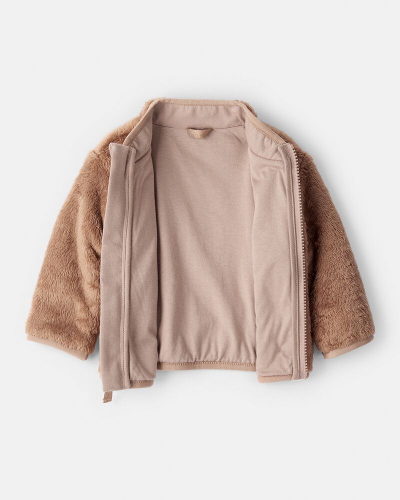 Baby Boy Sherpa Zip-Up Jacket - Brown, image 2 of 4 slides