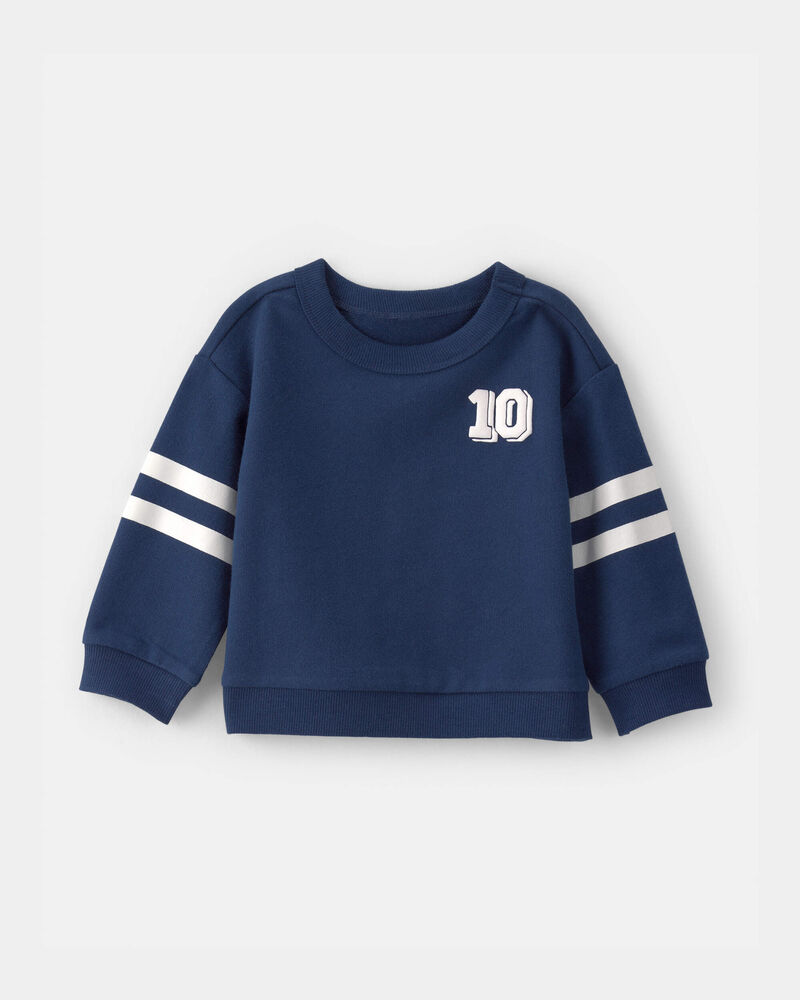 Baby Boy Varsity French Terry Pullover Sweatshirt - Blue, image 1 of 4 slides