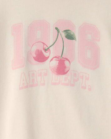 Filles - T-shirt &agrave; imprim&eacute; cerise - Cr&egrave;me, 