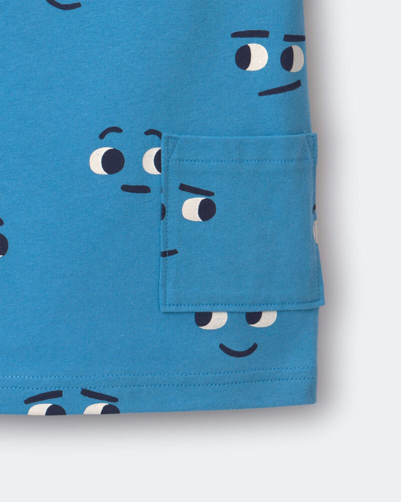 Tout-petit - T-shirt &agrave; poche loutre et imprim&eacute; de visage - Bleu, image 5 sur 5 diapositives