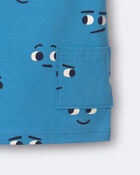 Tout-petit - T-shirt &agrave; poche loutre et imprim&eacute; de visage - Bleu, image 5 sur 5 diapositives