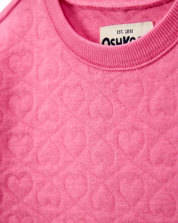 Baby Quilted Heart Cotton Blend Pullover - Pink, 