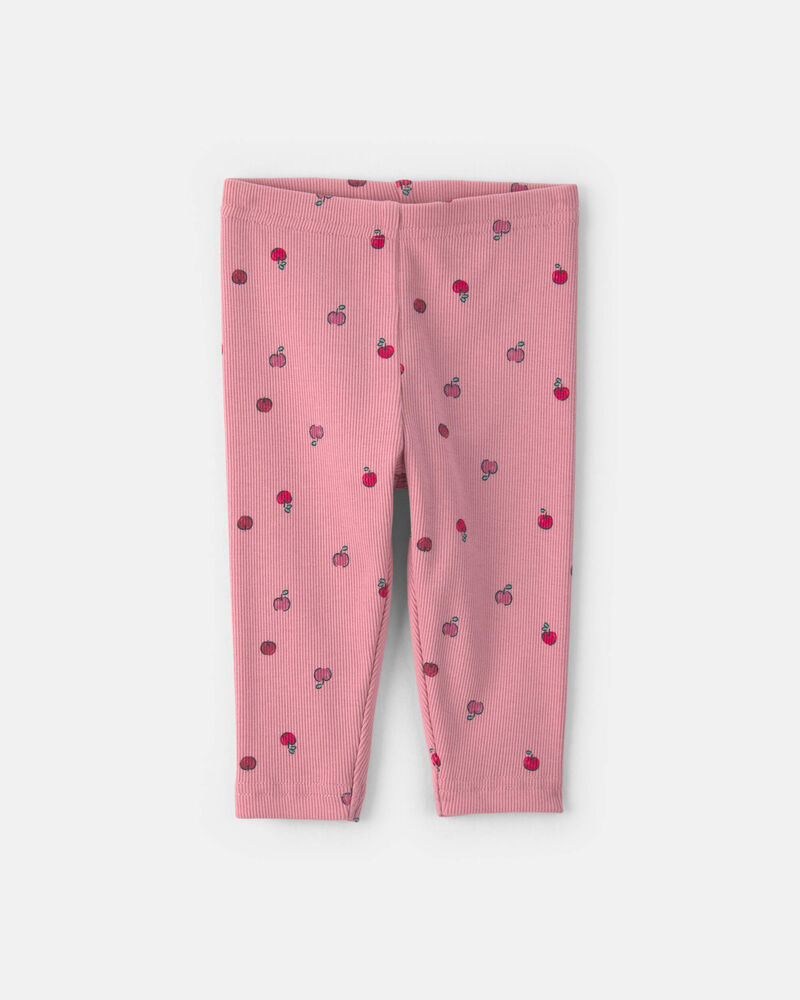 Baby Girl 2-Piece Apple Long-Sleeve Bodysuit & Pant Set - Cream/Pink, image 3 of 6 slides