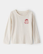 Toddler Girl Christmas Santa Cookie Crew Long-Sleeve Graphic Tee - Cream, image 1 of 5 slides
