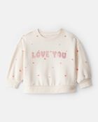 Baby Girl DayDream Fleece Heart Long-Sleeve Pullover Sweatshirt - Ivory, image 1 of 3 slides