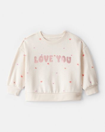 Baby Girl DayDream Fleece Heart Long-Sleeve Pullover Sweatshirt - Ivory, 