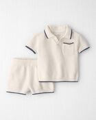 Baby Boy 2-Piece Organic Cotton Knit Top & Short Set, image 1 of 5 slides