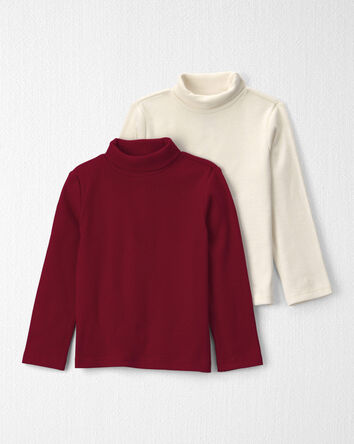 Toddler Girl 2-Pack Organic Cotton Ribbed Mock Neck Tops, 