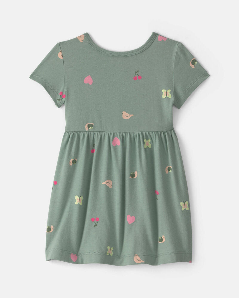 B&eacute;b&eacute; fille - Robe manches courtes &agrave; motif papillon &ndash; Vert, image 2 sur 3 diapositives