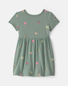 B&eacute;b&eacute; fille - Robe manches courtes &agrave; motif papillon &ndash; Vert, image 2 sur 3 diapositives