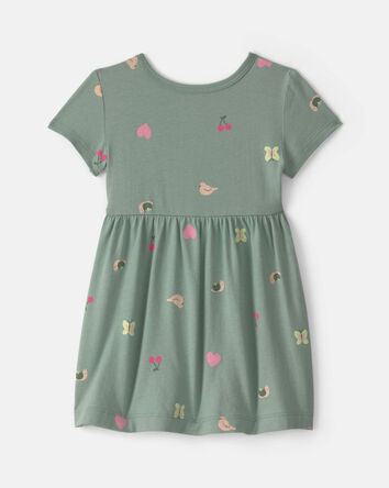 Baby Girl Butterfly Short-Sleeve Dress - Green, 
