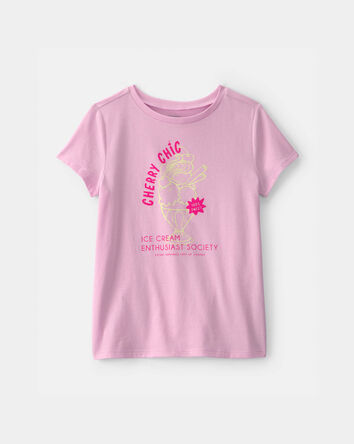 Girls 'Cherry Chic' Ice Cream Graphic Tee - Pink, 