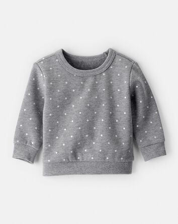 Baby Girl Polka Dot Fleece Sweatshirt - Grey, 