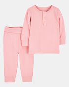 Baby Girl 2-Piece PurelySoft Outfit Set - Pink, image 1 of 5 slides