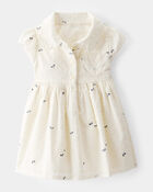 Baby Swiss Dot Bow Print Dress - Ivory, image 1 of 4 slides