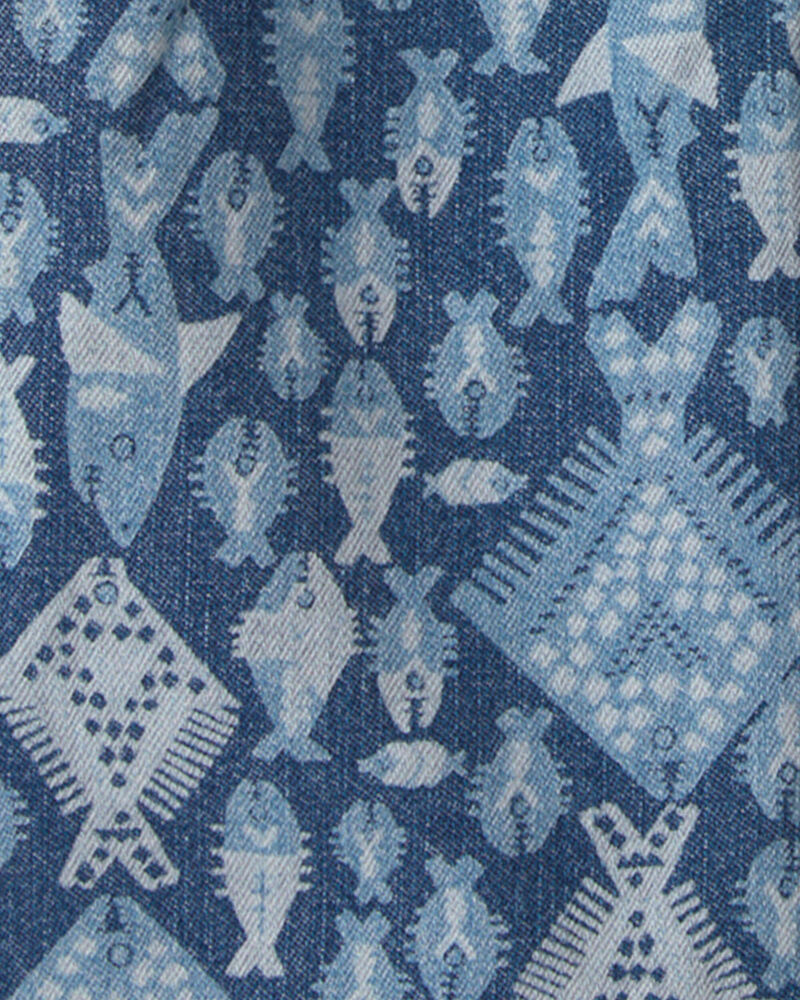 Tout-petit gar&ccedil;on - Short &agrave; cordon de serrage &agrave; motif poisson - Bleu, image 3 sur 3 diapositives