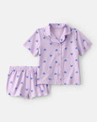 Toddler Girl Butterfly Short-Sleeve Loose Fit 2-Piece pyjama Set - Purple, image 1 of 5 slides