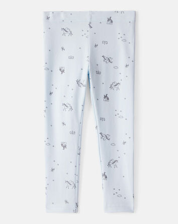 Tout-petit fille - Legging extensible en coton imprimé - Bleu, 