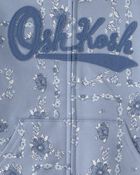 Tout-petit fille - Blouson OshKosh &agrave; capuchon, fermeture &agrave; glissi&egrave;re et logo, motif floral - Bleu, image 3 sur 3 diapositives