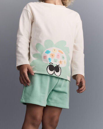 Tout-petit - T-shirts d&eacute;contract&eacute; &agrave; manches longues &agrave; imprim&eacute; t&ecirc;te de personnage - Cr&egrave;me, 