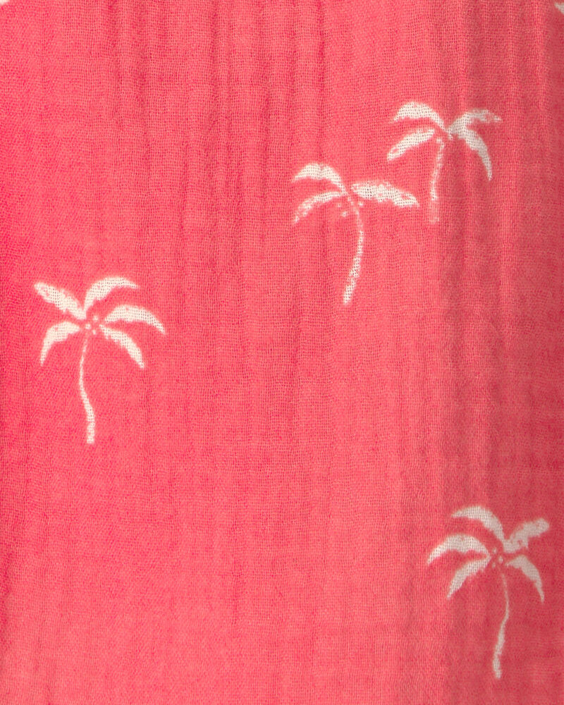 Toddler Girl Palm Tree Gauze Tank Top - Orange, image 4 of 5 slides