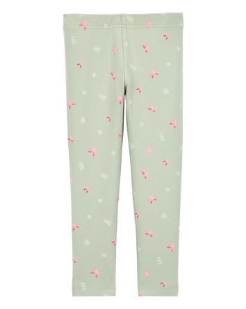 Baby Girl Floral Stretch Leggings - Green, 