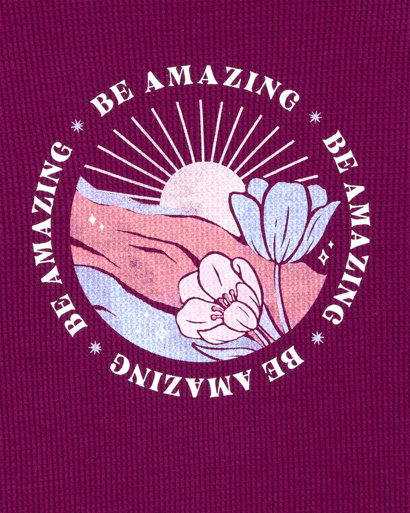 Kid Waffle Knit Long-Sleeve Tee - Burgundy, image 2 of 3 slides