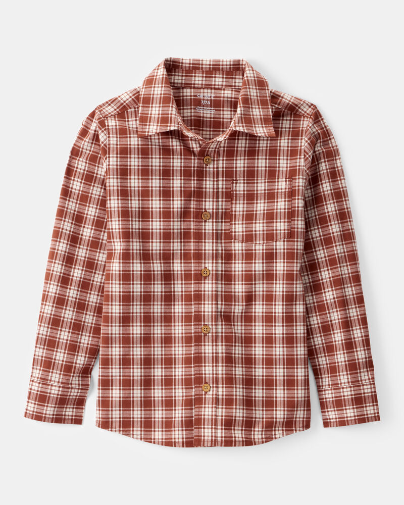 Boys Yellow Plaid Button-Front Shirt, image 1 of 3 slides