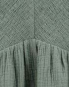 Enfant Robe en tissu gaze à smocks - Vert, image 3 sur 4 diapositives