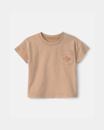 B&eacute;b&eacute; gar&ccedil;on - T-shirt &agrave; imprim&eacute; de poisson sur la poche - Brun , 