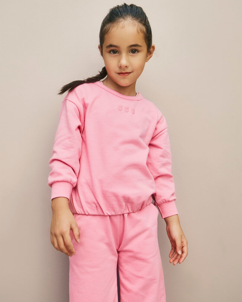 Tout-petit fille - Chandail en jersey bouclette, fraise - Rose, image 2 sur 4 diapositives