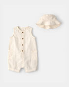 Baby Solid Romper - Ivory, image 1 of 3 slides