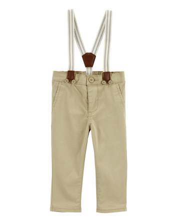 Baby Boy Twill Suspender Pants, 